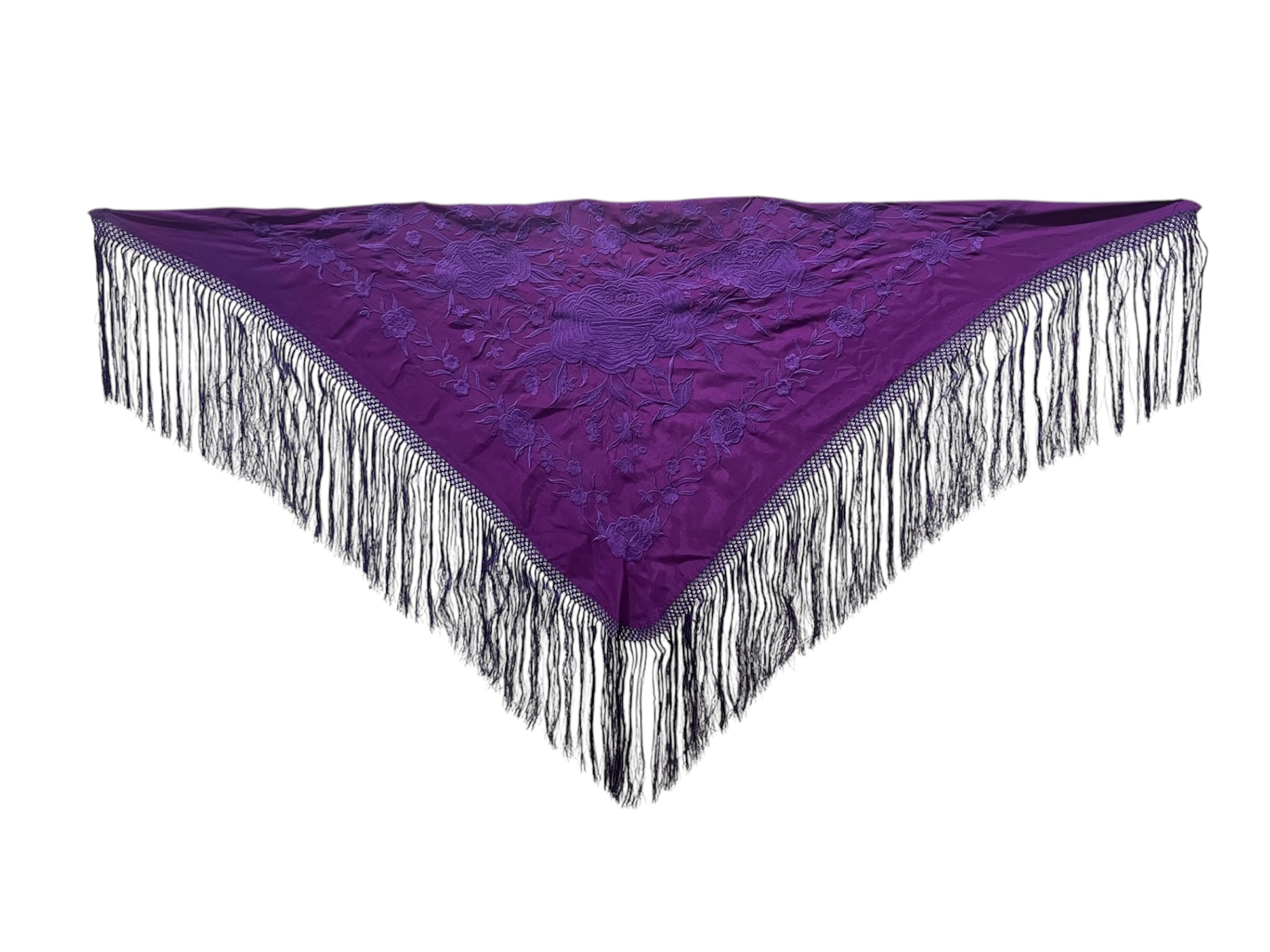 Mantón morado bordad liso