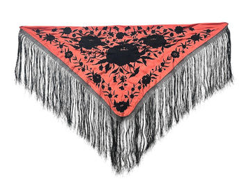 Mantón mandarina bordado negro