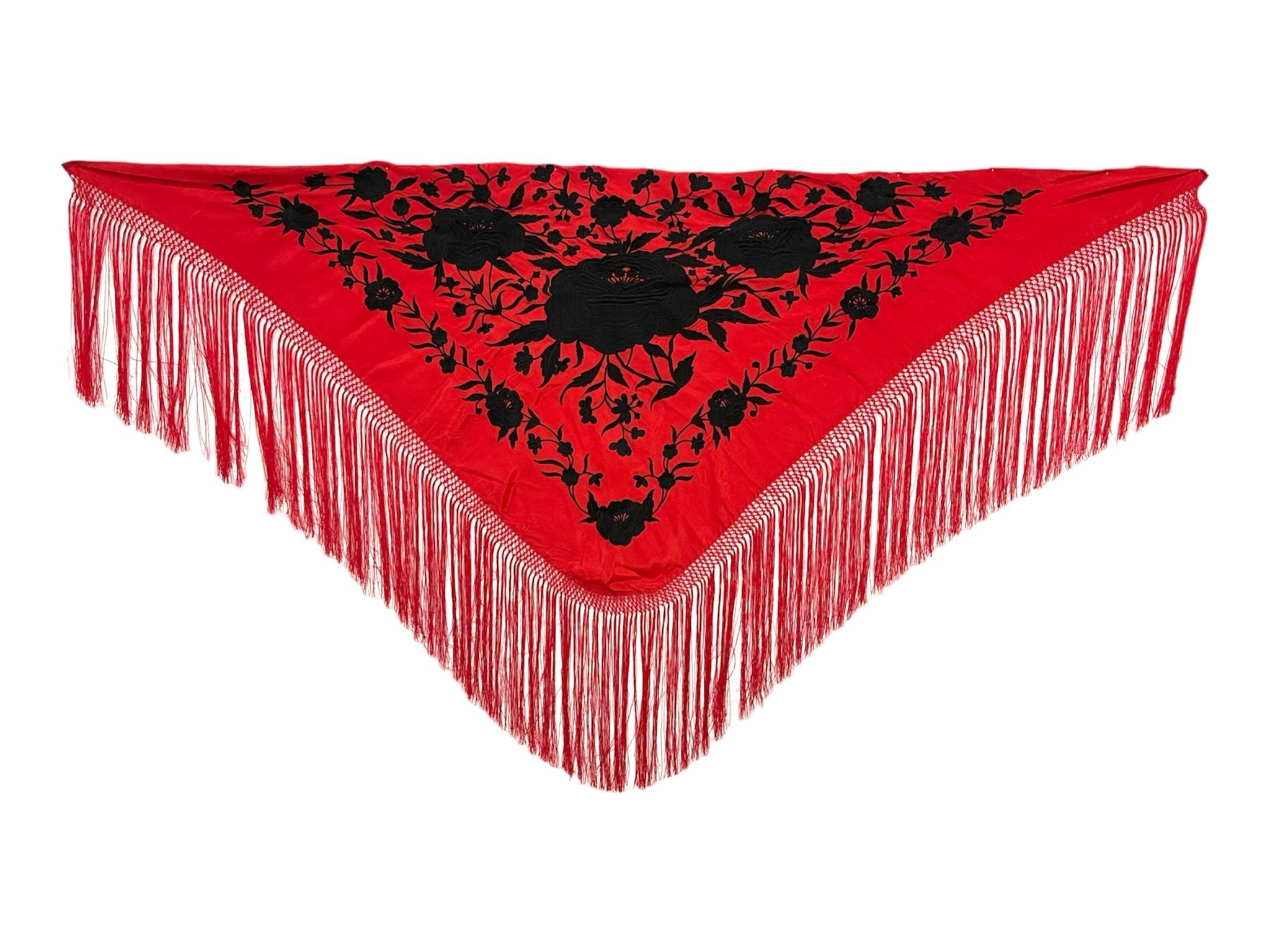 Mantón Rojo Bordado Negro
