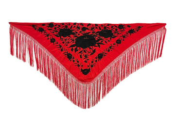 Mantón Rojo Bordado Negro