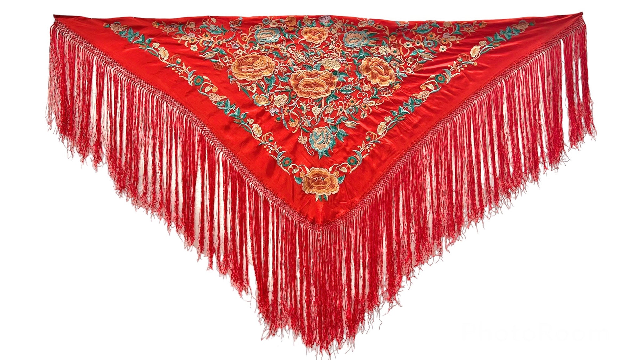 Mantón Rojo Bordado Coral