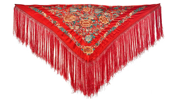 Mantón Rojo Bordado Coral