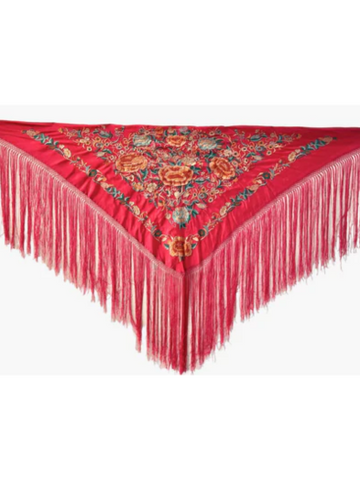 Mantón bordado fucsia